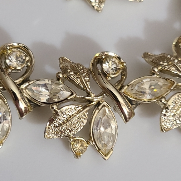 Vintage coro ? SET bracelet clip on earrings rhinestones looks NEW! VTG 50's MCM - Picture 10 of 16